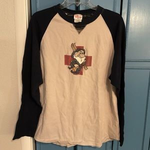 Vintage Disney Store Embroidered Grumpy Long Sleeve Pajama Shirt